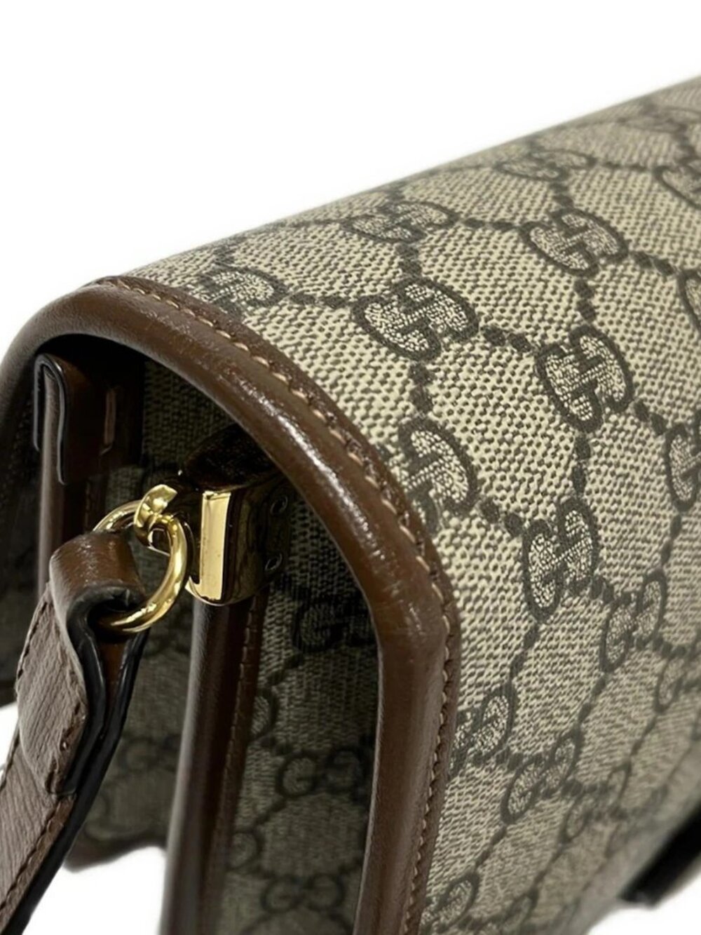 GUCCI GG Supreme, Interlocking G 671620 Beige Dark Brown PVC - Shoulder Bag - Picture 11 of 15